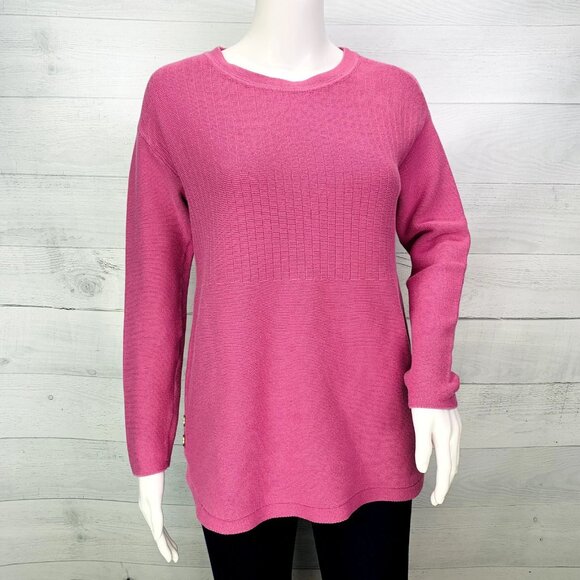 Talbots Womens Button Detail Sweater Mixed Stitch Pink Long Sleeve Size S - Picture 4 of 14